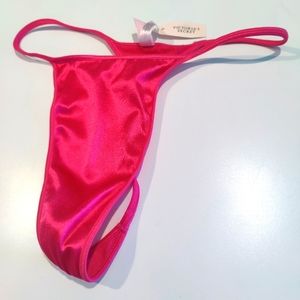 Large NWT VTG Victoria's Secret Second Skin Liquid Satin V-String Thong Panties